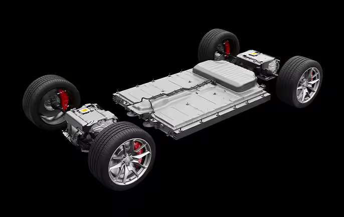 2024 dodge charger daytona bottom frame with wheels and electric motor exposed