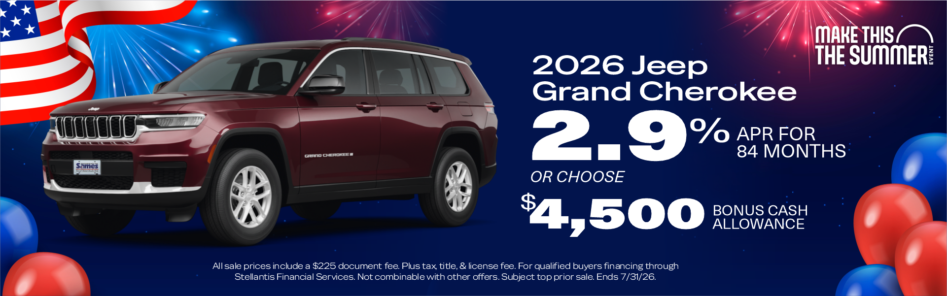 2.9% APR for 84 months 2026 jeep grand cherokee